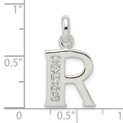 Sterling Silver CZ Initial Pendant with Anti-Tarnish Solid Design