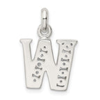 Sterling Silver 925 Initial W Pendant with Clear CZ Elegance