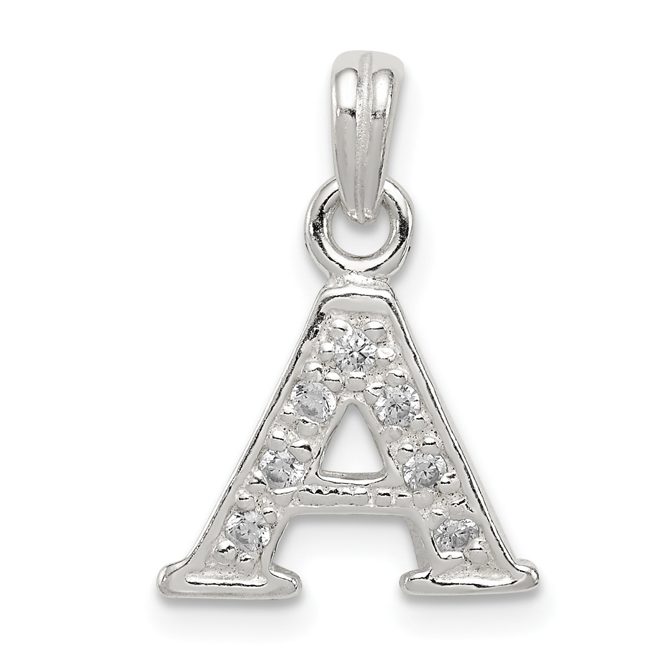Sterling Silver CZ Letter A Initial Pendant Main image