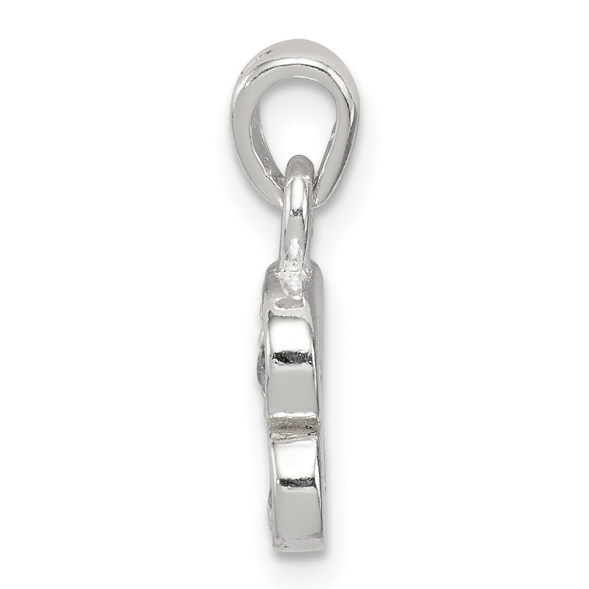 Sterling Silver CZ Initial B Pendant with Anti-Tarnish Finish