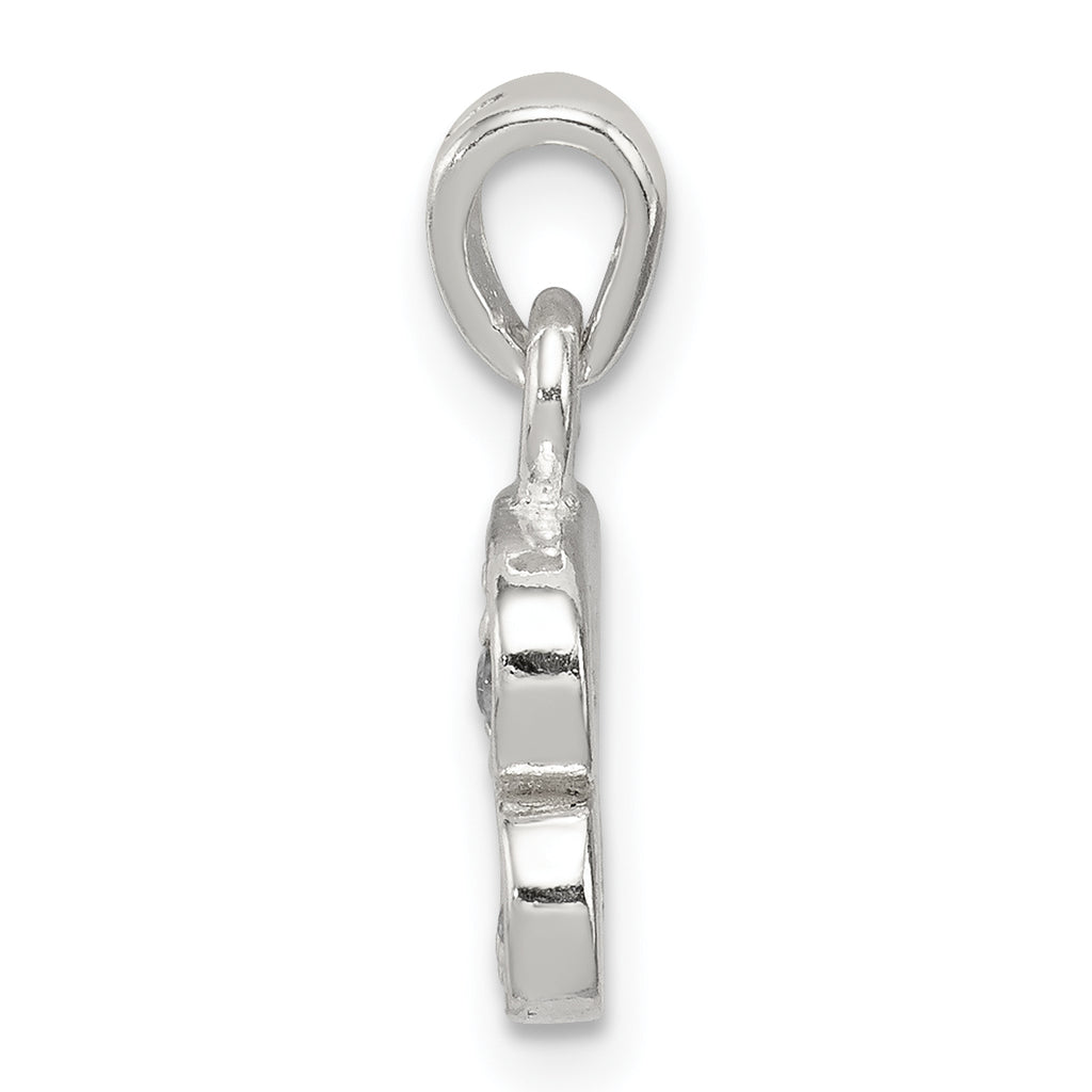 Sterling Silver CZ Initial B Pendant with Anti-Tarnish Finish