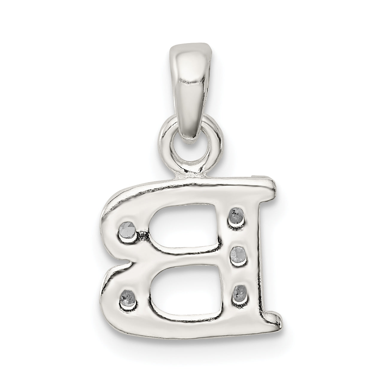 Sterling Silver CZ Initial B Pendant with Anti-Tarnish Finish