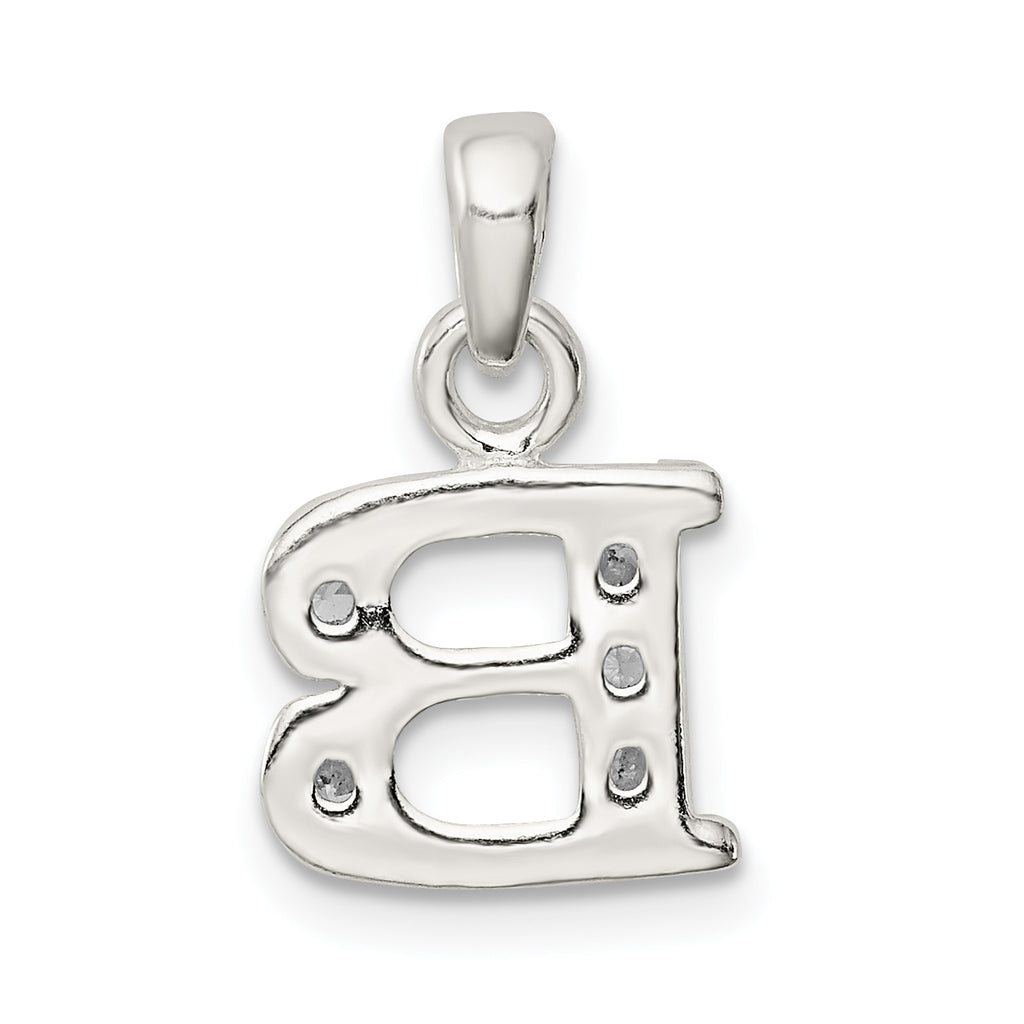 Sterling Silver CZ Initial B Pendant with Anti-Tarnish Finish