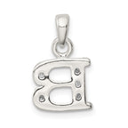 Sterling Silver CZ Initial B Pendant with Anti-Tarnish Finish