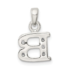 Sterling Silver CZ Initial B Pendant with Anti-Tarnish Finish