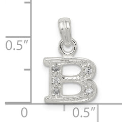 Sterling Silver CZ Initial B Pendant with Anti-Tarnish Finish