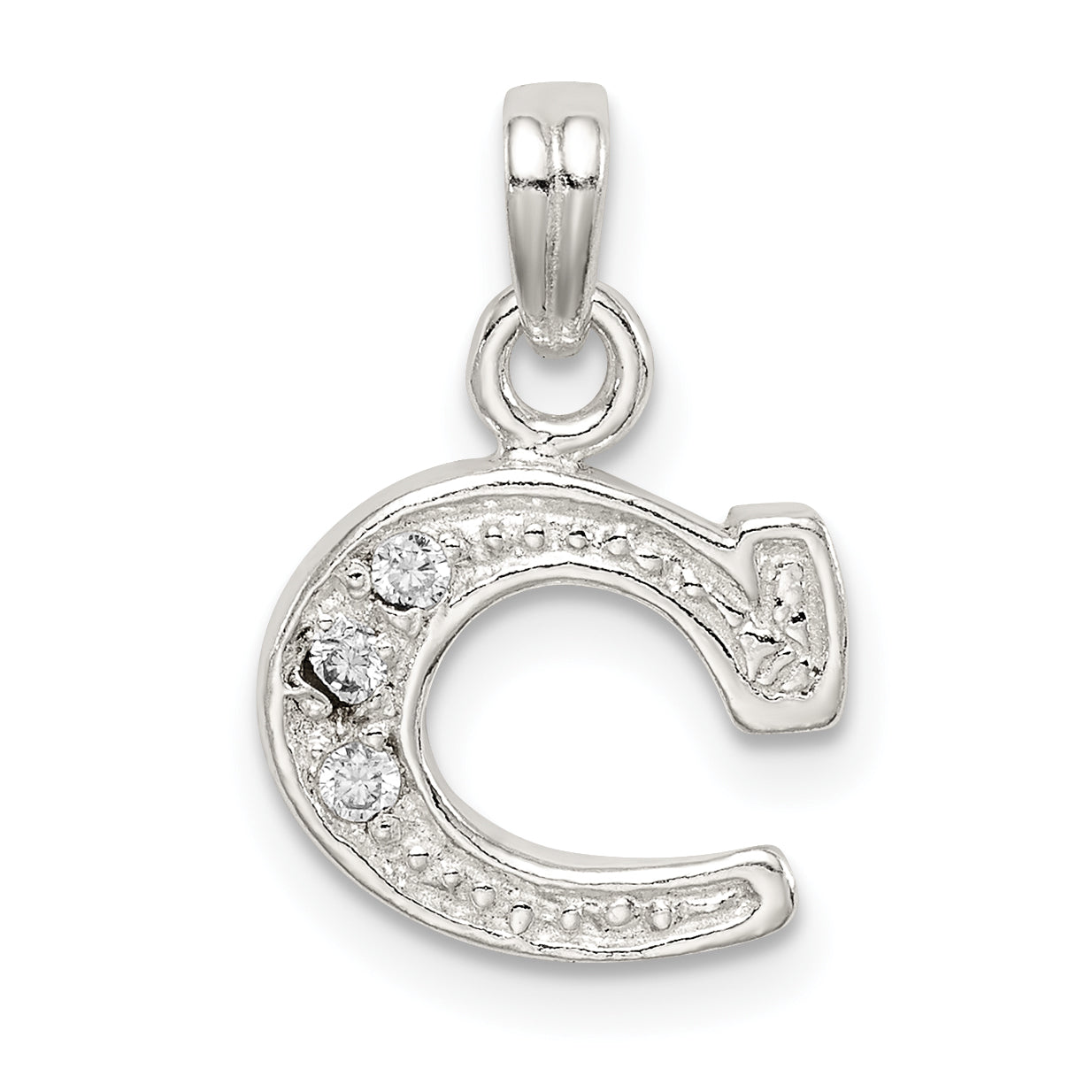 Sterling Silver CZ Letter C Initial Pendant Main image