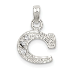 Sterling Silver CZ Letter C Initial Pendant