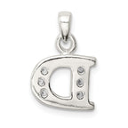 Sterling Silver CZ Initial D Pendant with Anti-Tarnish Finish