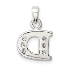 Sterling Silver CZ Initial D Pendant with Anti-Tarnish Finish