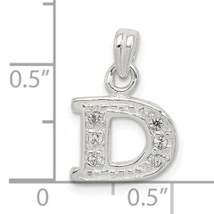 Sterling Silver CZ Initial D Pendant with Anti-Tarnish Finish
