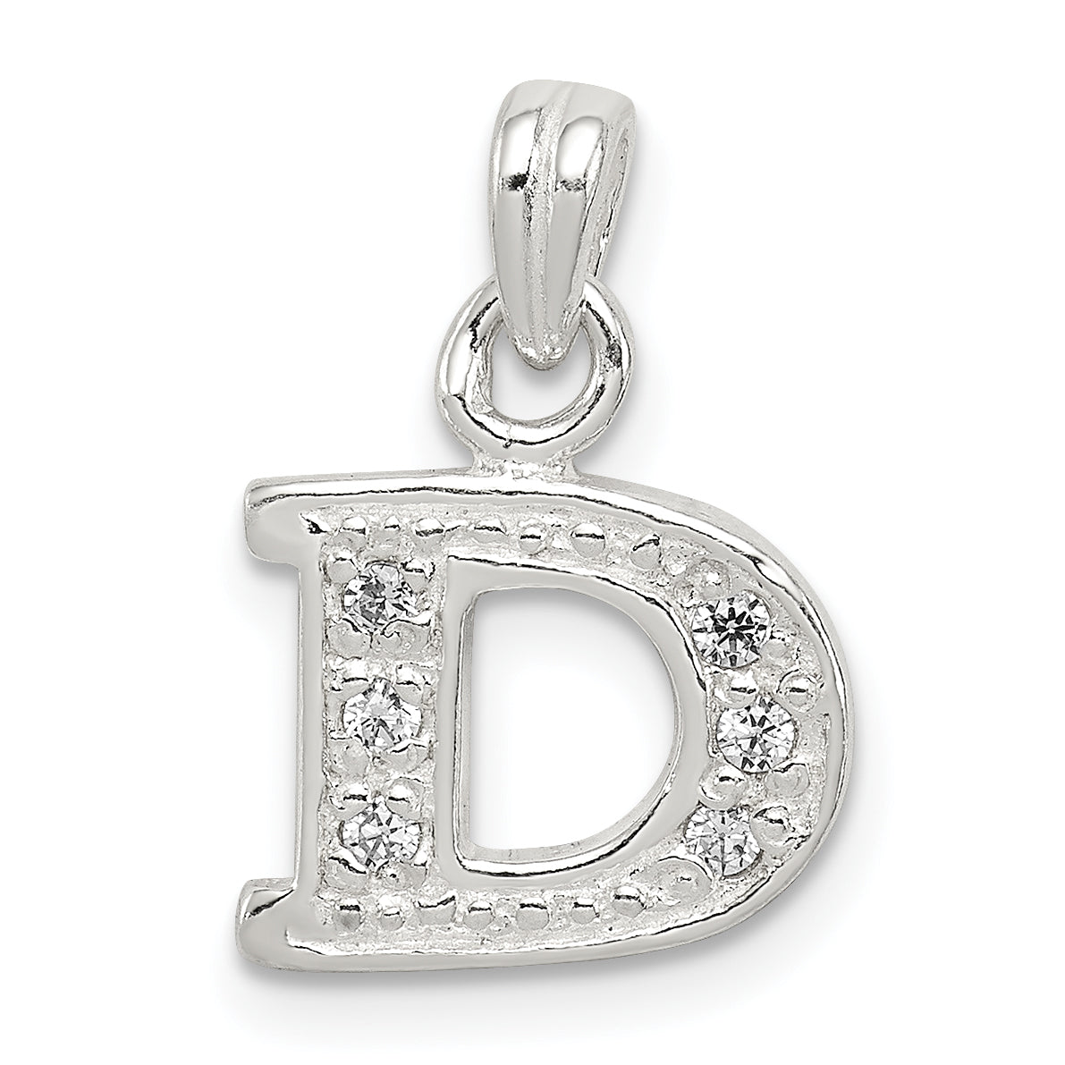Sterling Silver CZ Letter D Initial Pendant Main image