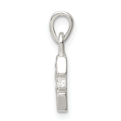 Sterling Silver 925 Initial E Pendant with Clear CZ Stones
