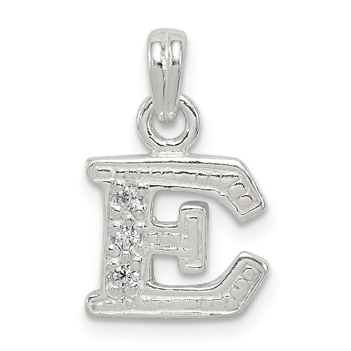 Sterling Silver CZ Letter E Initial Pendant Main image