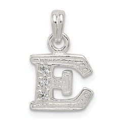 Sterling Silver CZ Letter E Initial Pendant