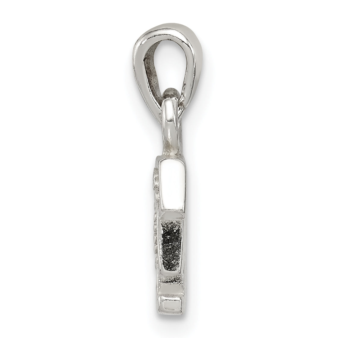 Sterling Silver 925 Initial F Pendant with Clear CZ Anti-Tarnish Finish