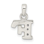 Sterling Silver 925 Initial F Pendant with Clear CZ Anti-Tarnish Finish