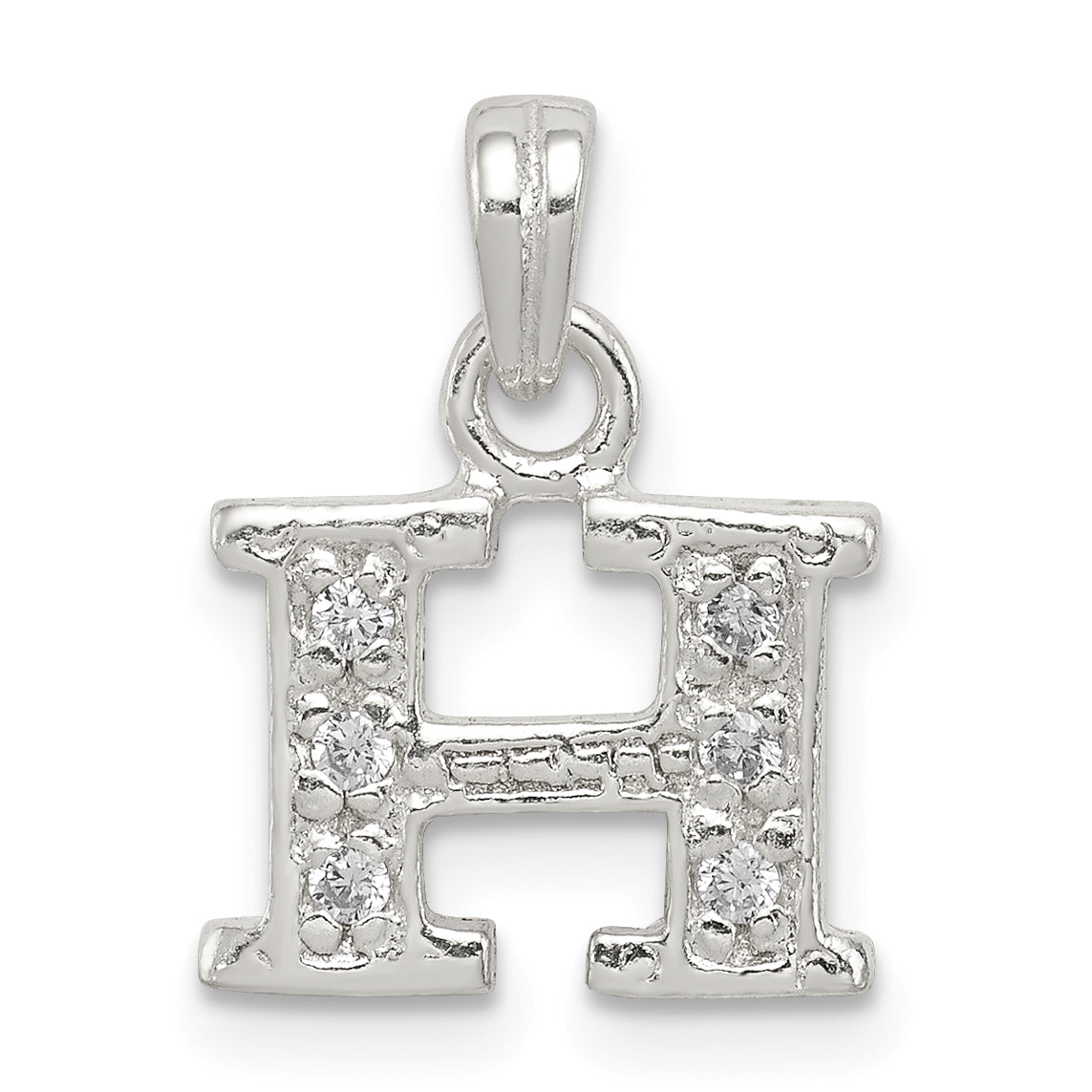 Sterling Silver CZ Letter H Initial Pendant Main image