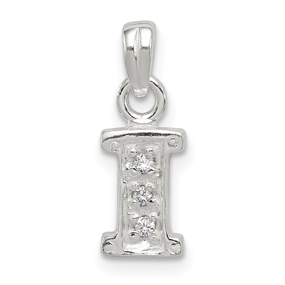 Sterling Silver CZ Letter I Initial Pendant Main image