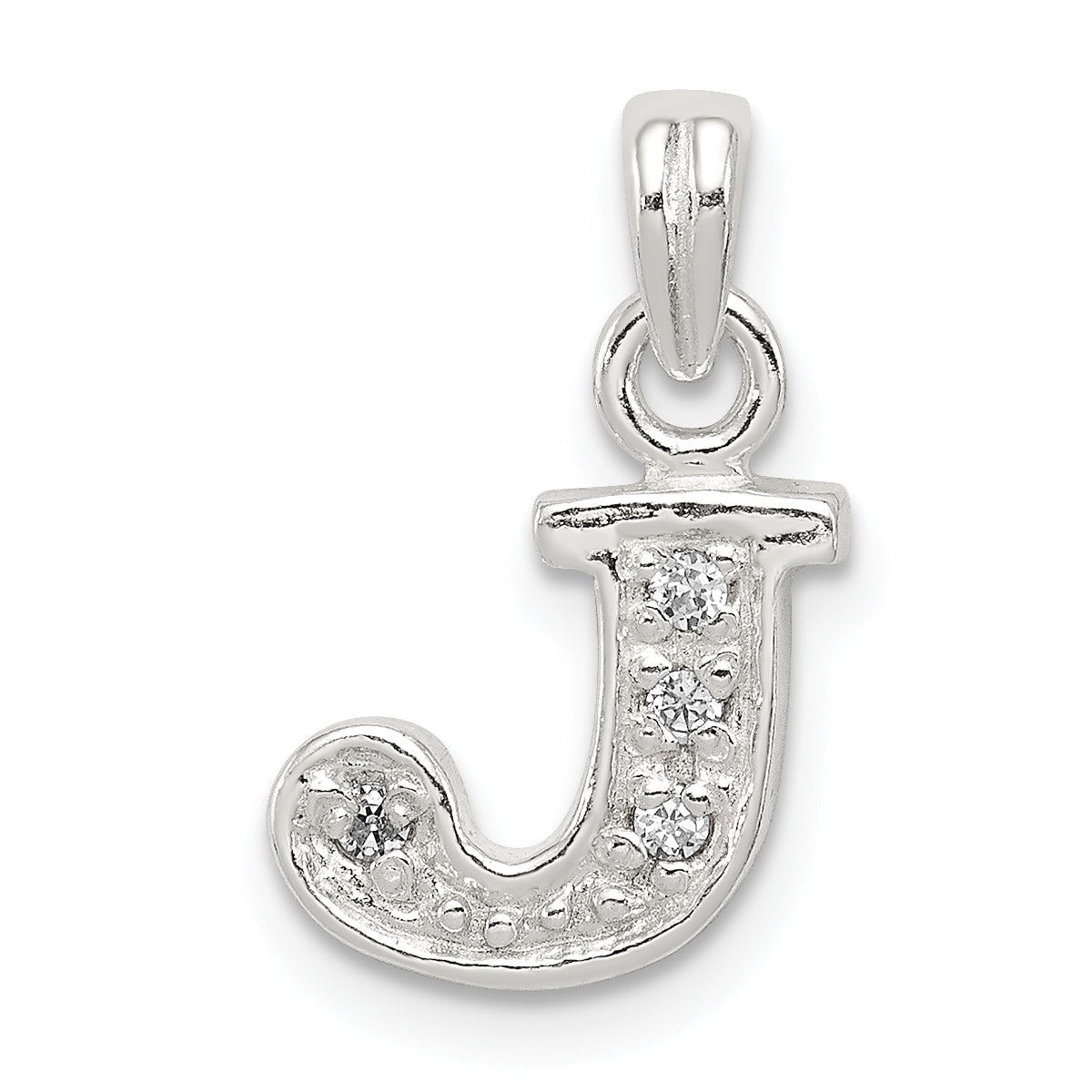Sterling Silver CZ Letter J Initial Pendant Main image