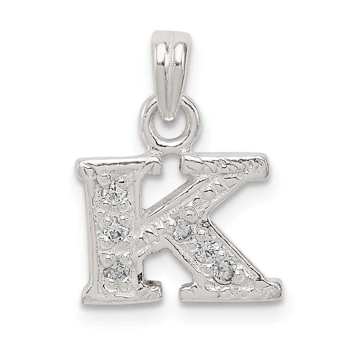 Sterling Silver CZ Letter K Initial Pendant Main image