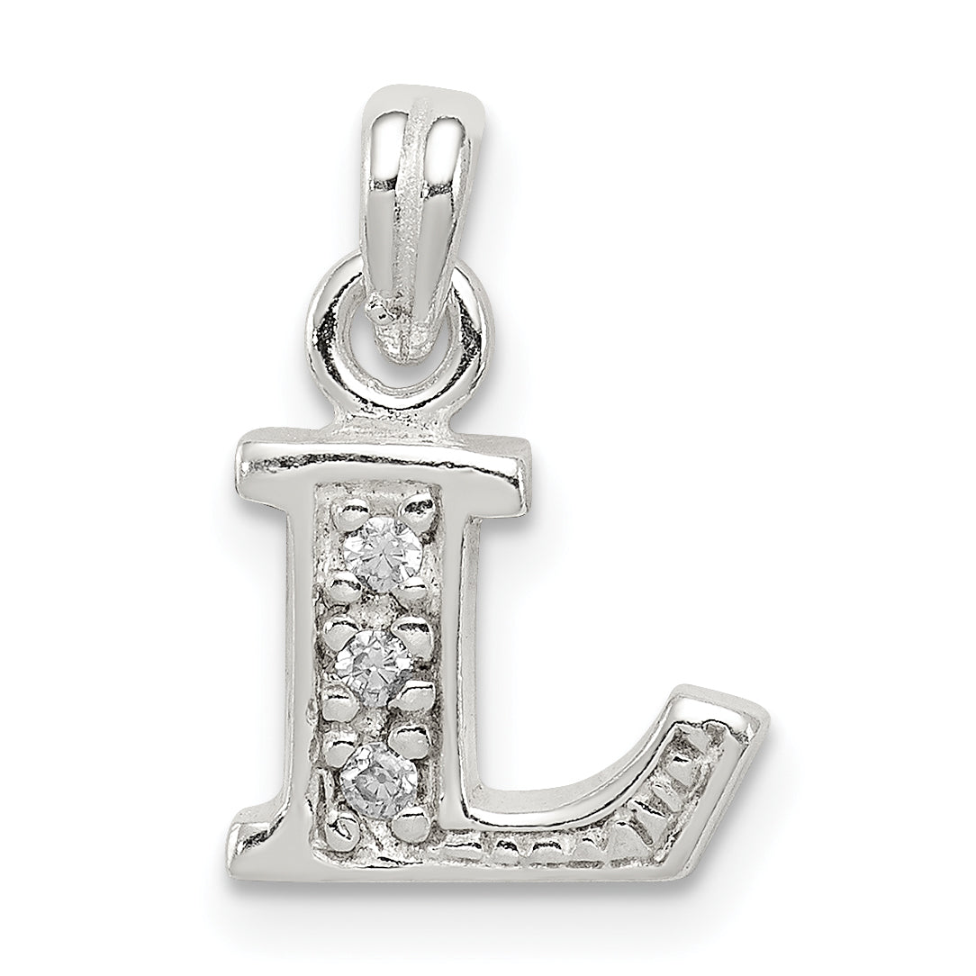 Sterling Silver CZ Letter L Initial Pendant Main image