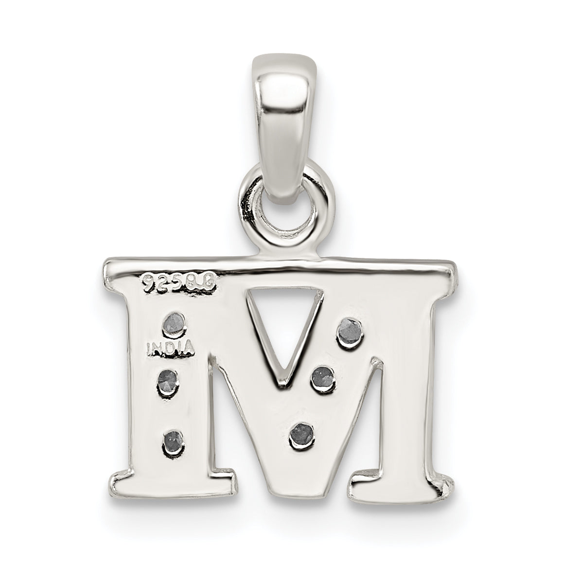 Sophia Jewelers Sterling Silver CZ Initial M Pendant with Anti-Tarnish Finish