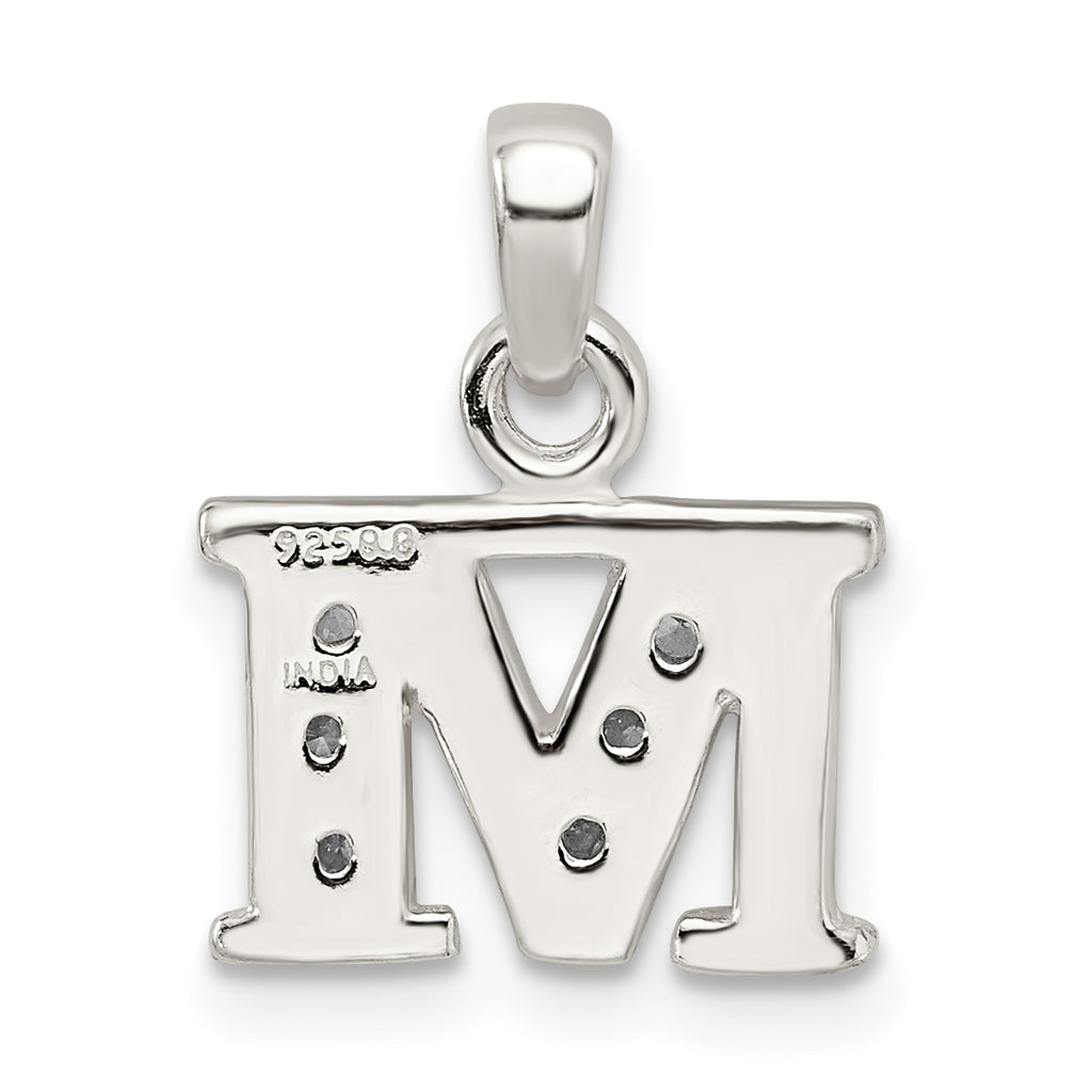 Sophia Jewelers Sterling Silver CZ Initial M Pendant with Anti-Tarnish Finish