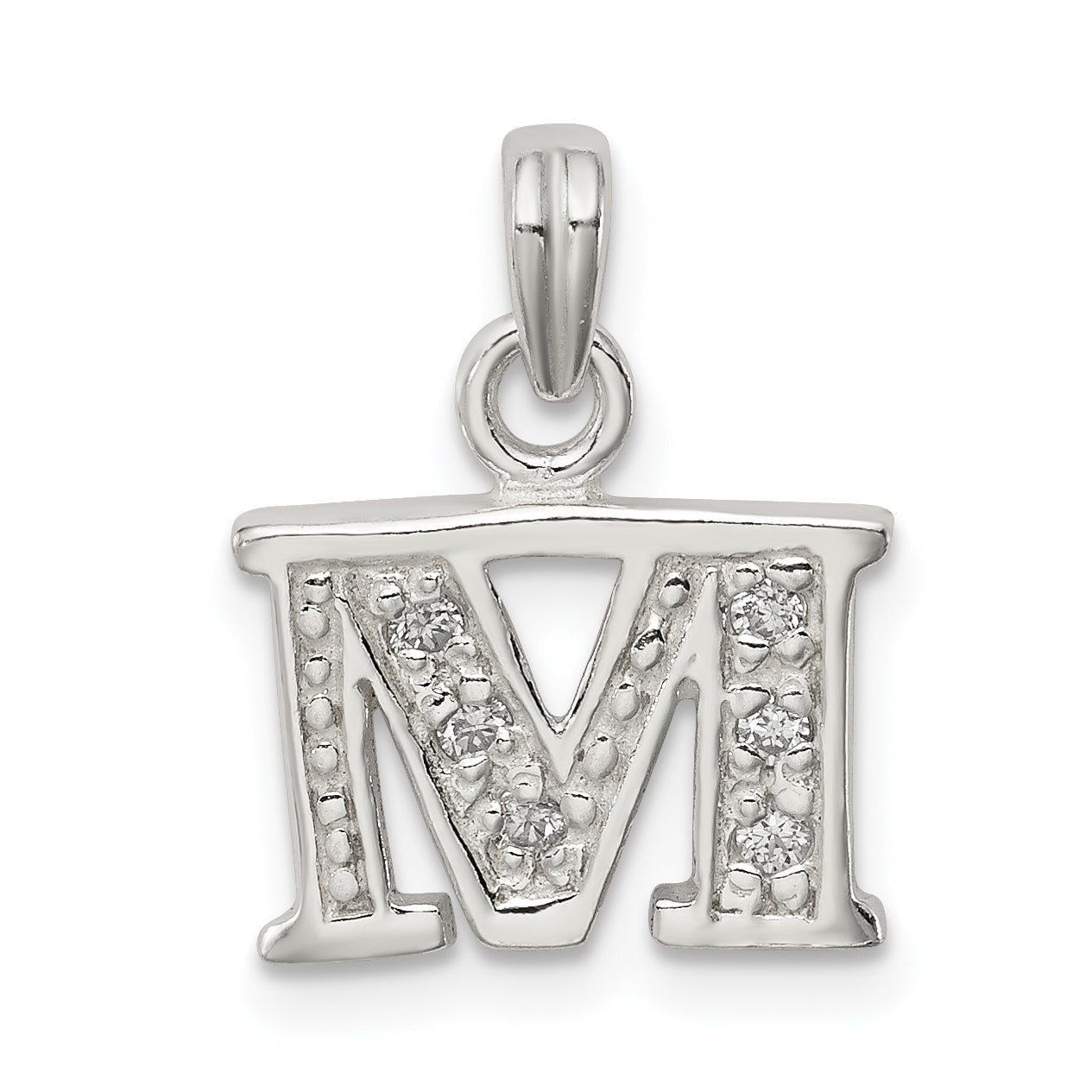 Sterling Silver CZ Letter M Initial Pendant Main image