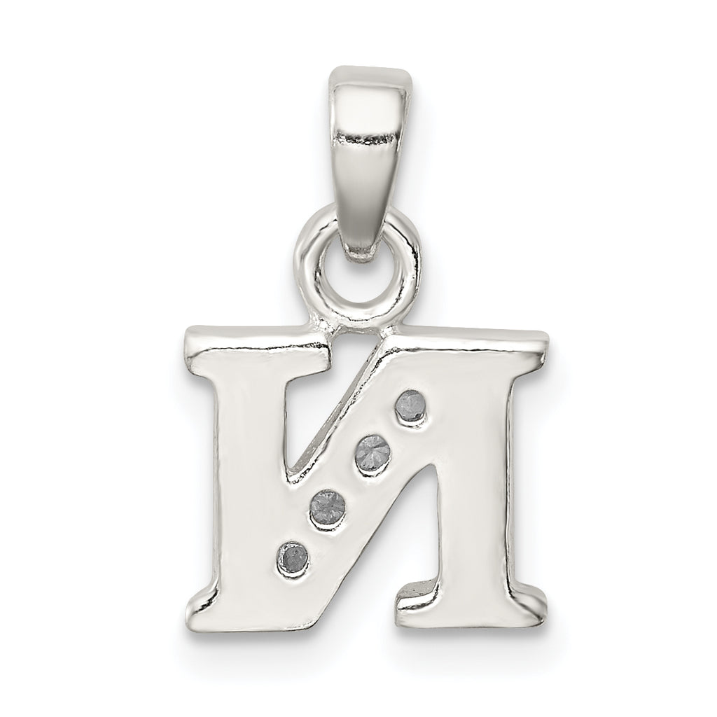 Sophia Jewelers Sterling Silver 925 CZ N Pendant with Anti-Tarnish Finish