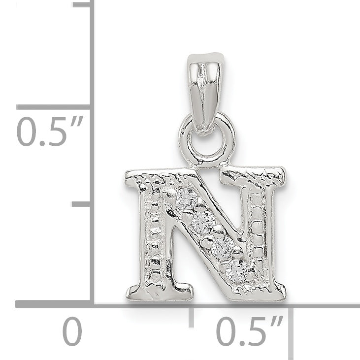 Sophia Jewelers Sterling Silver 925 CZ N Pendant with Anti-Tarnish Finish