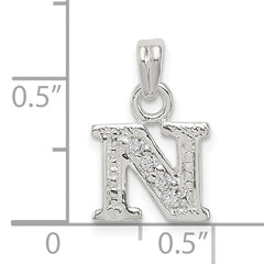 Sophia Jewelers Sterling Silver 925 CZ N Pendant with Anti-Tarnish Finish