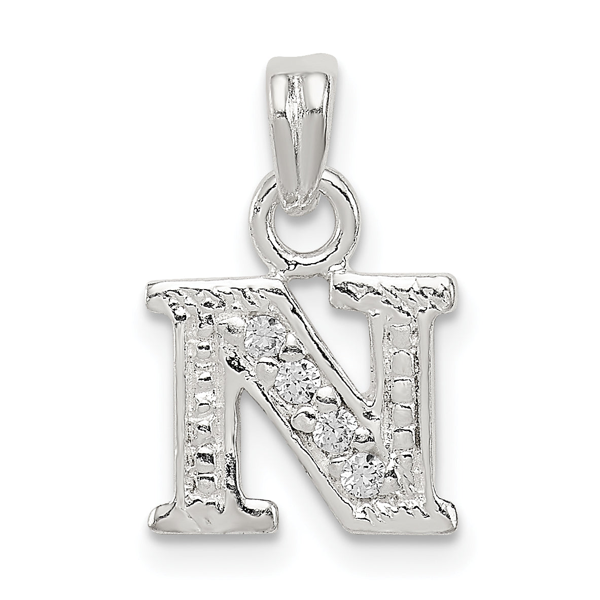 Sterling Silver CZ Letter N Initial Pendant Main image