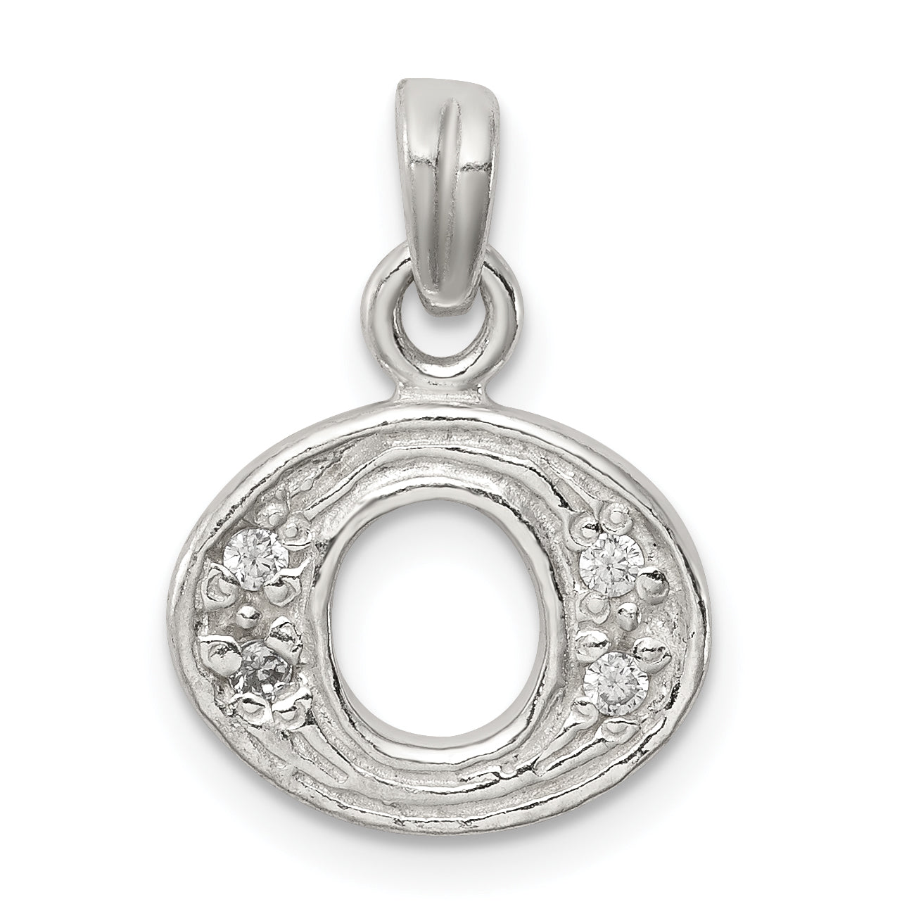 Sterling Silver CZ Letter O Initial Pendant Main image