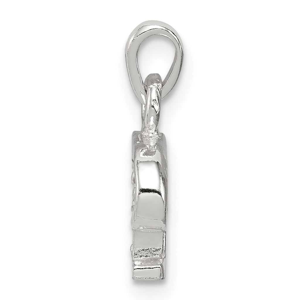 Sterling Silver 925 'P' Pendant with Clear CZ Anti-Tarnish Finish