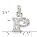 Sterling Silver 925 'P' Pendant with Clear CZ Anti-Tarnish Finish