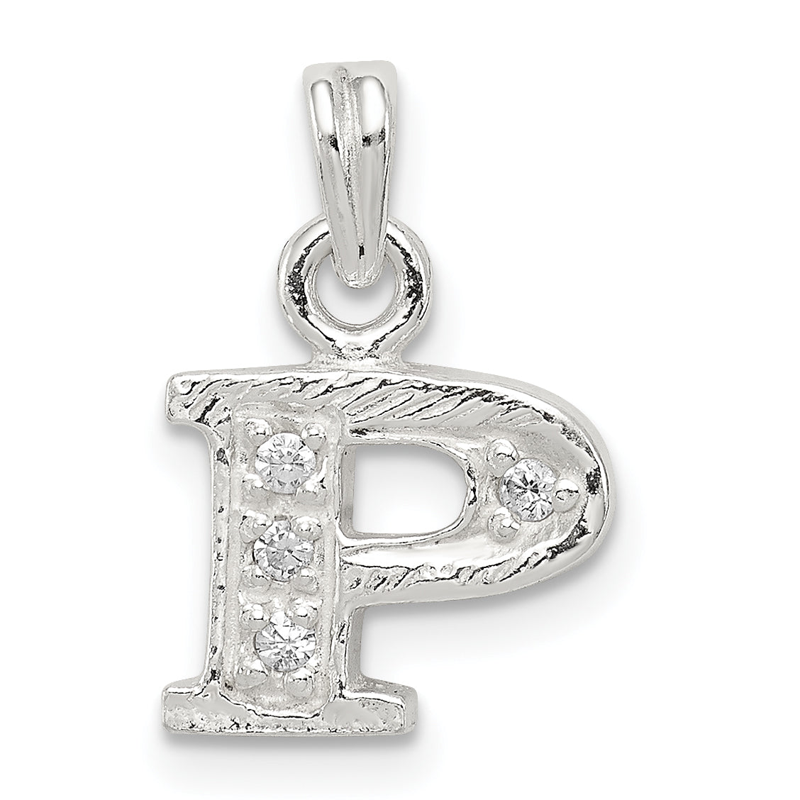 Sterling Silver CZ Letter P Initial Pendant Main image