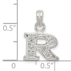 Sterling Silver 925 Initial R Pendant with Clear CZ & Anti-Tarnish Coating