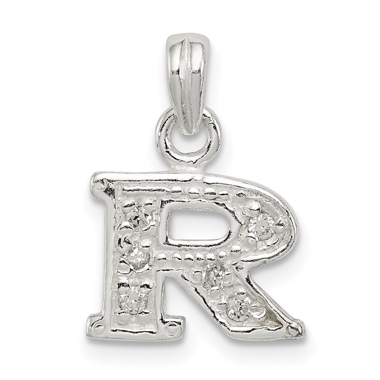Sterling Silver CZ Letter R Initial Pendant Main image