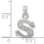 Sterling Silver 925 Initial S Pendant with Clear CZ Stones