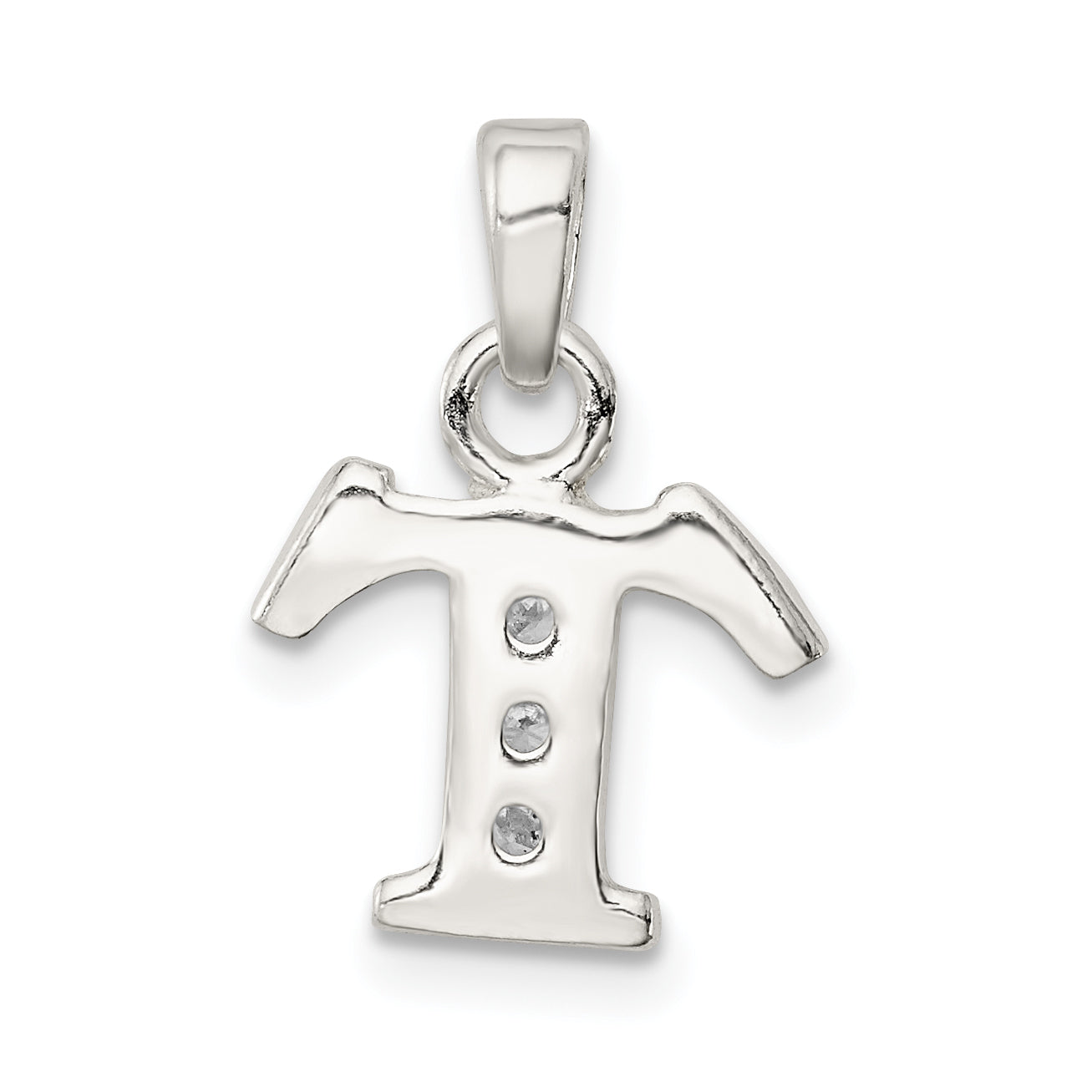 Sophia Jewelers Sterling Silver CZ Initial T Pendant with Anti-Tarnish Finish