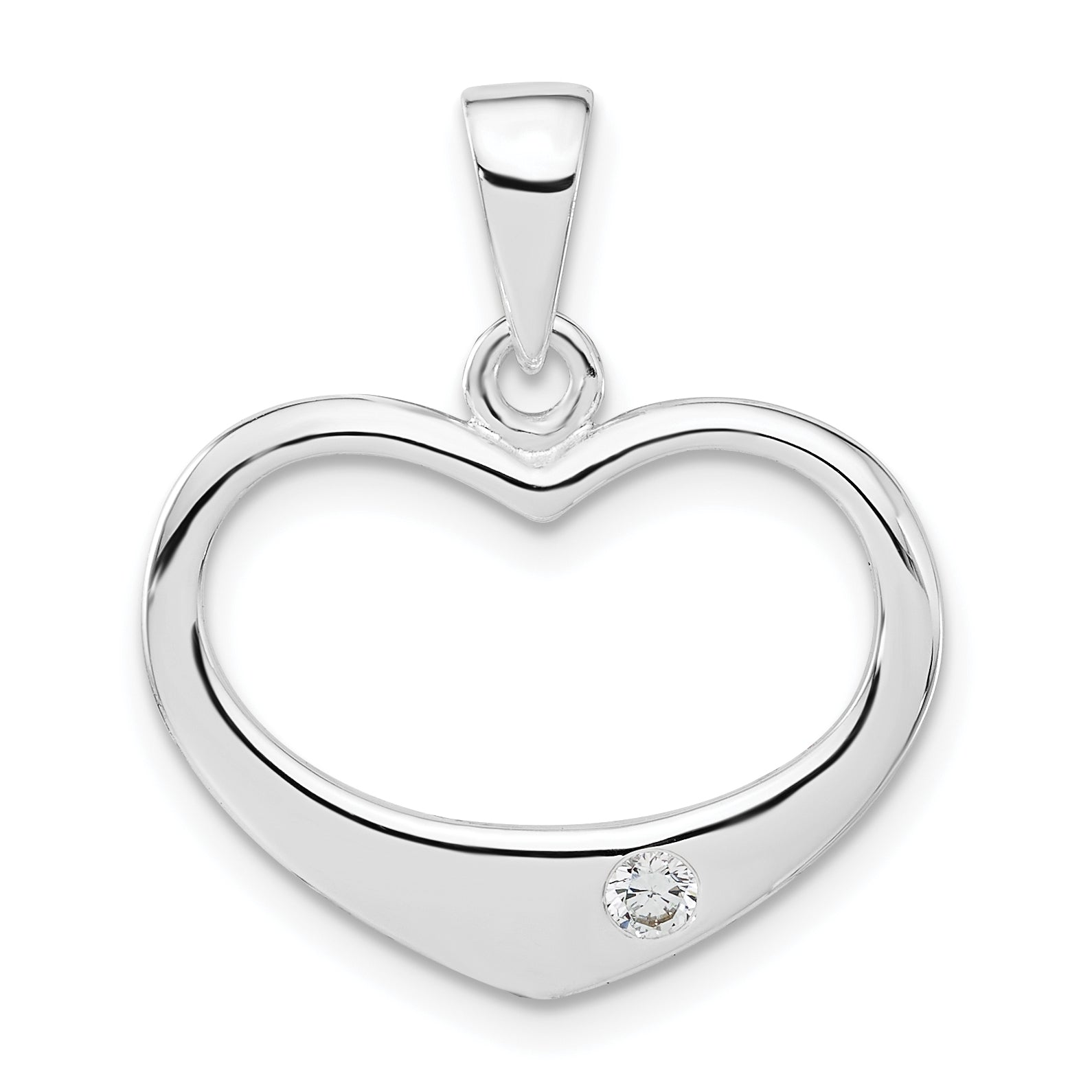Sterling Silver White CZ Polished Heart Pendant Main image