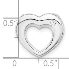 Sterling Silver Polished Heart w/CZ Slide Pendant