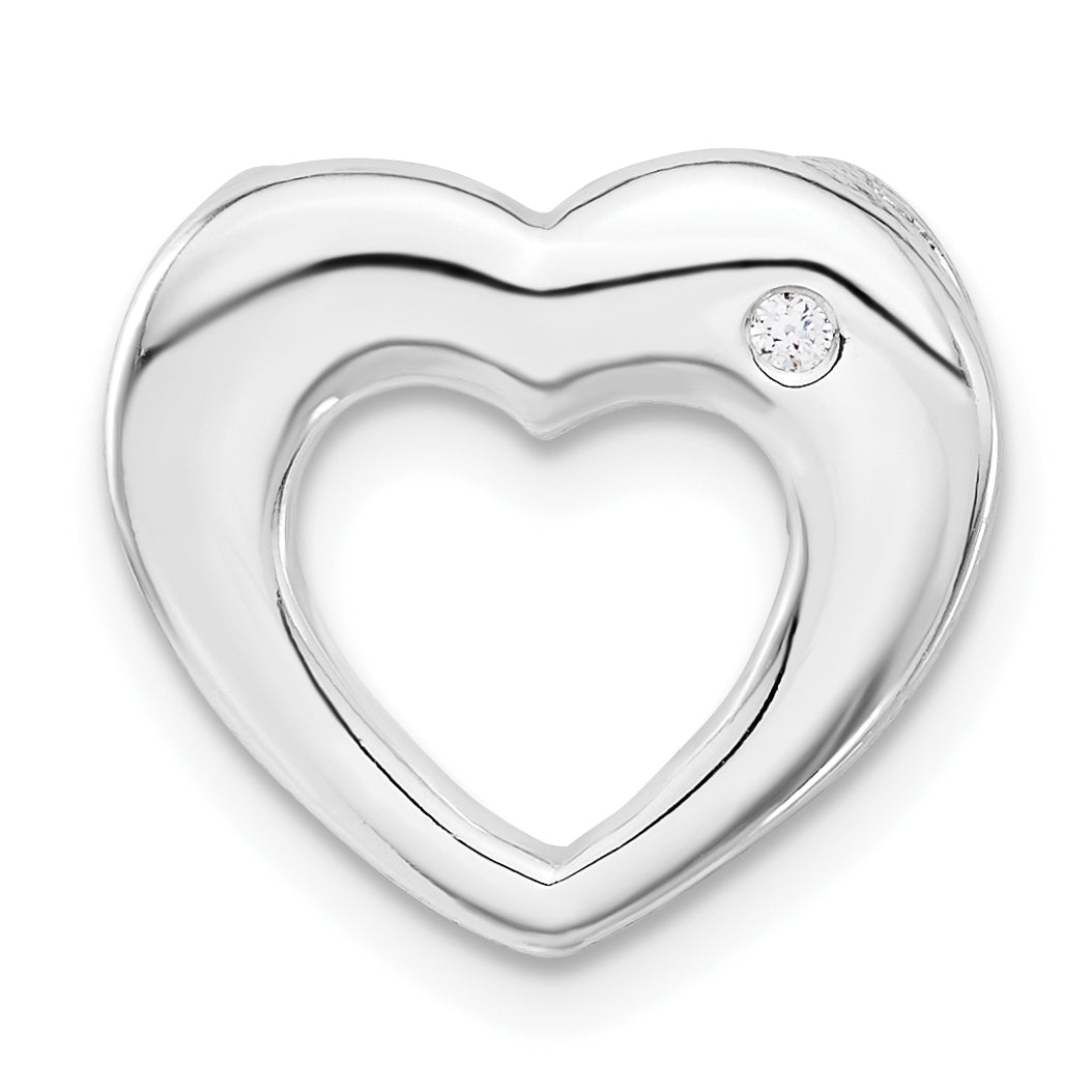 Sterling Silver Polished Heart w/ CZ Slide Pendant Main image