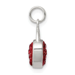 Sterling Silver 925 Polished Heart Pendant with Red Stellux Crystal