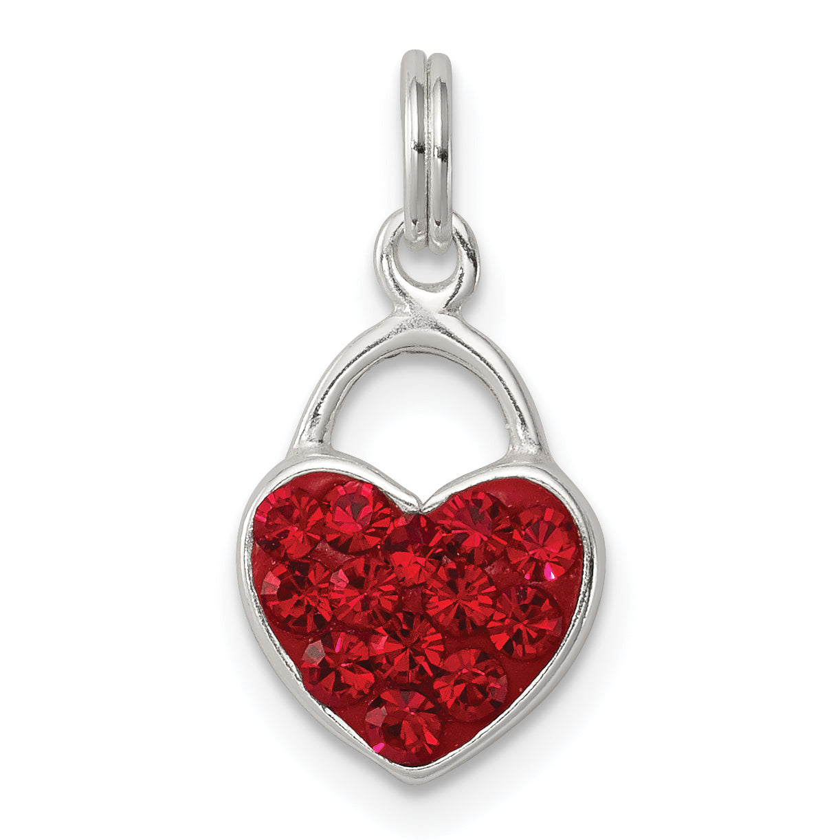 Sterling Silver Red Stellux Crystal Polished Heart Pendant Main image