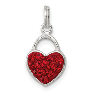 Red Crystal Heart Pendant in Sterling Silver, 18mm - Sophia Jewelers