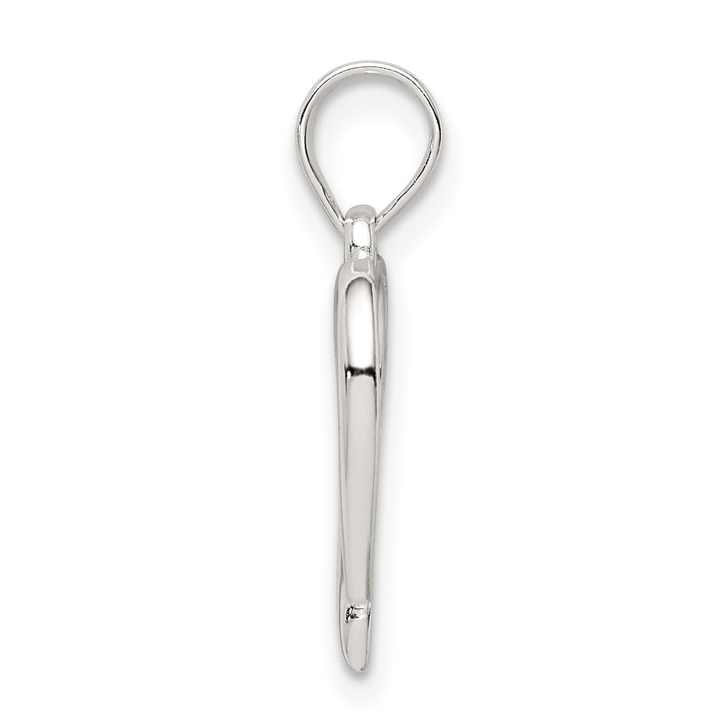 Sterling Silver 925 Open Heart Pendant with Polished Anti-Tarnish Finish