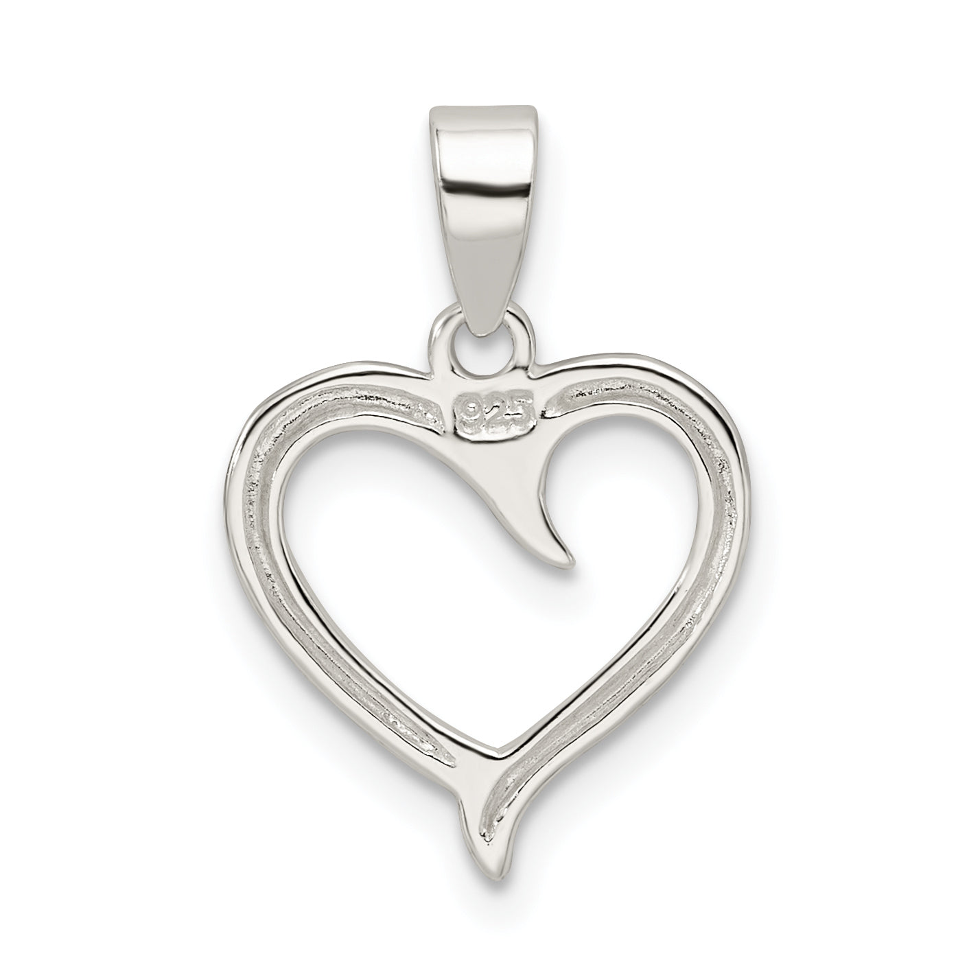 Sterling Silver Polished Fancy Open Heart Pendant