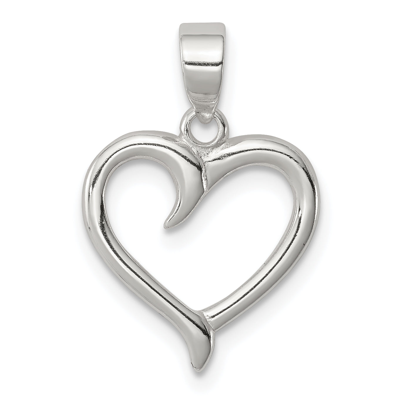 Sterling Silver Polished Fancy Open Heart Pendant